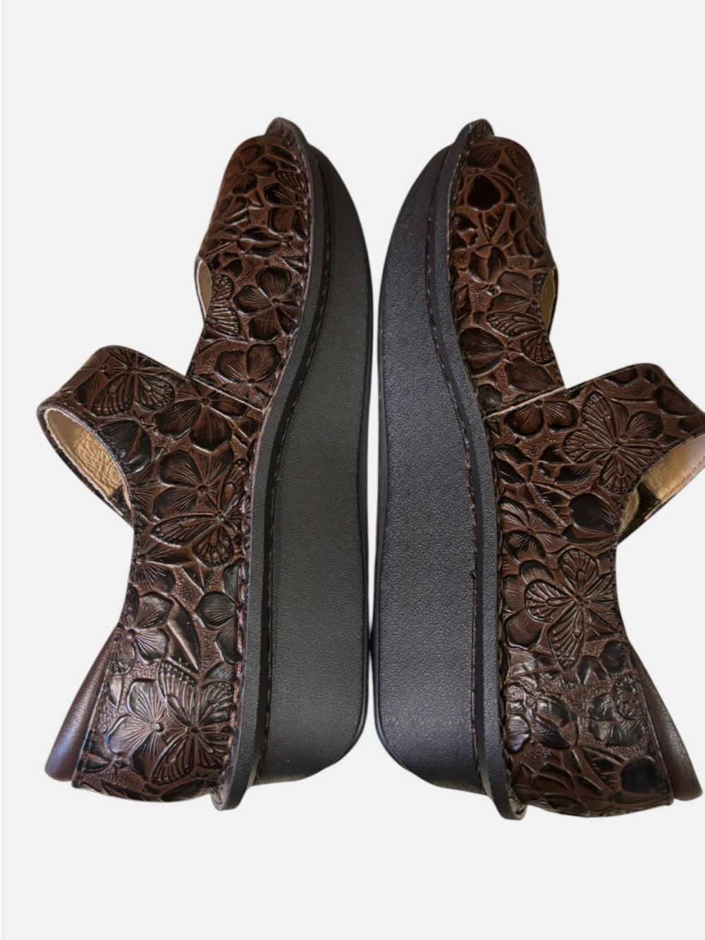 Alegria Floral Embossed Brown Mary Jane Clog Sz
38/US 8 - Picture 7 of 11